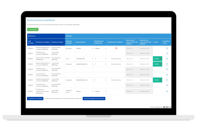 booking.com szinkronizációs beállítások